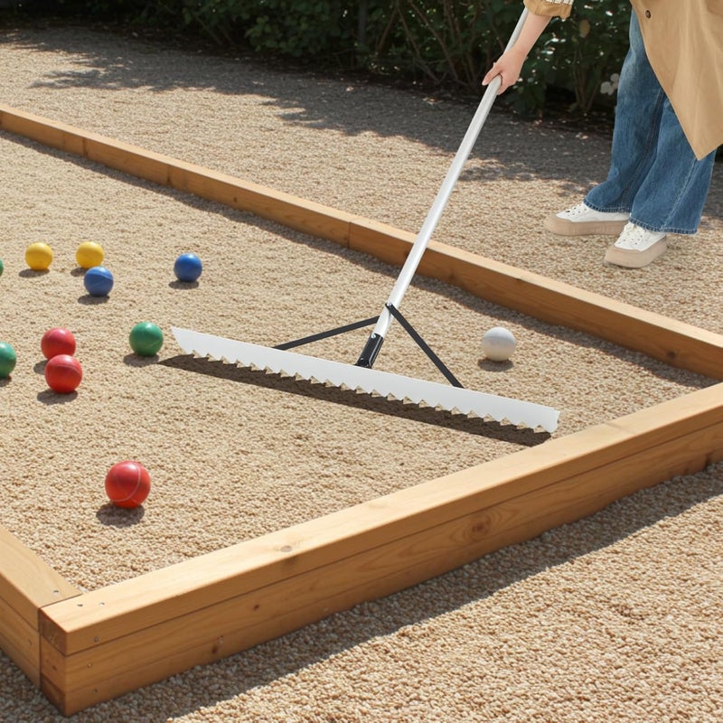 Yaocom 36" Width Bocce Court Rake 2 in 1 Bocce or Tennis Court Scarifier Aluminum Maintenance Rake, Straight Edge for Smoothing/Teeth Side for Scarifying - Image 5